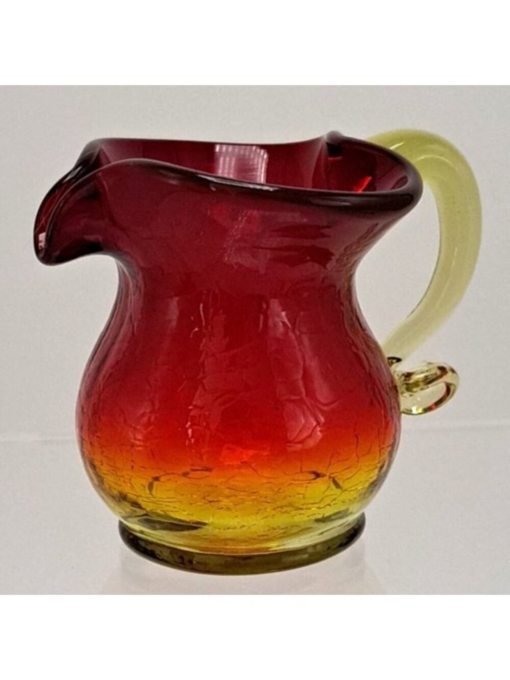 Kanawha Amberina Crackle Glass Hand Blown Pitcher